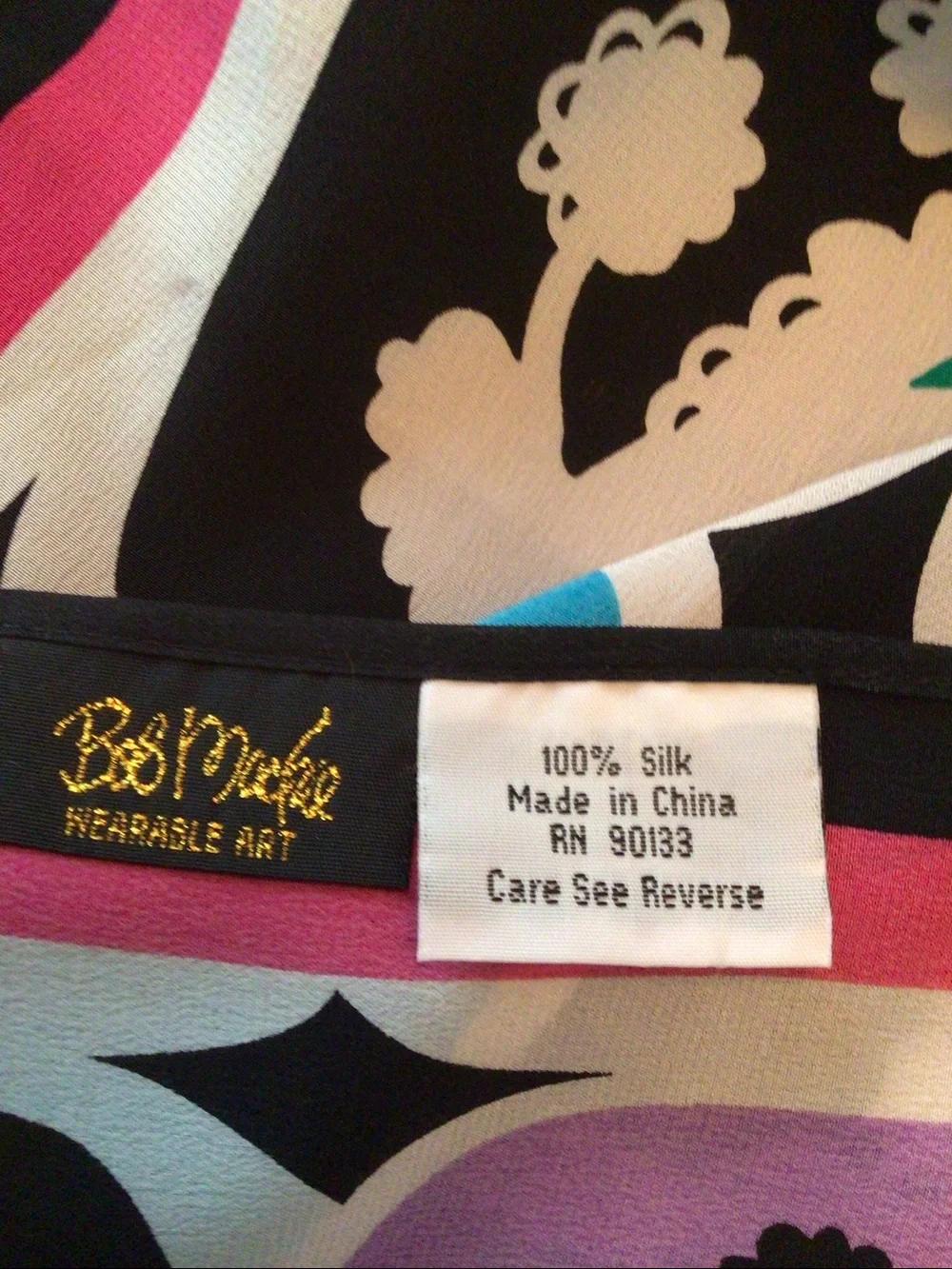 Bob Mackie 100% Silk Scarf with Multi-Color Poodle Pop Art